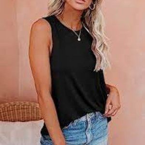 JAWINT Women's Casual Tank Summer Crewneck Sleeveless Tunic Flowy Loose Shirt Ne